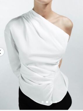 ZARA Asymmetric poplin top